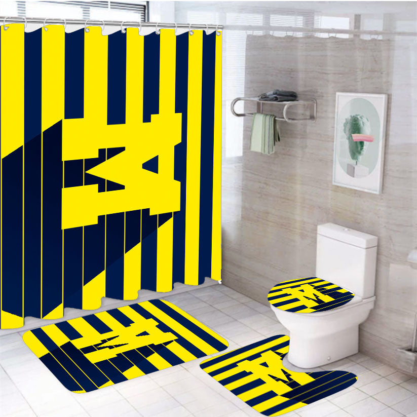 Michigan Line Art 3D 4Pcs Bathroom Set Shower Curtain