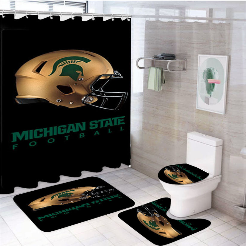 Michigan State Football 4Pcs Bathroom Set Shower Curtain