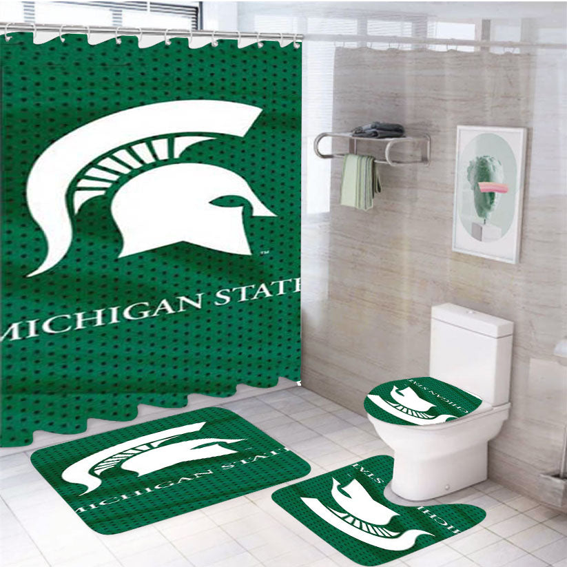 Michigan State Logo On Green Jersey 4Pcs Bathroom Set Shower Curtain