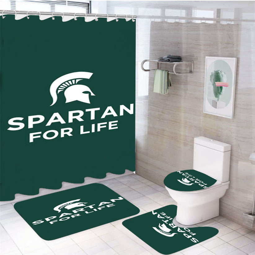 Michigan State Spartan For Life 4Pcs Bathroom Set Shower Curtain