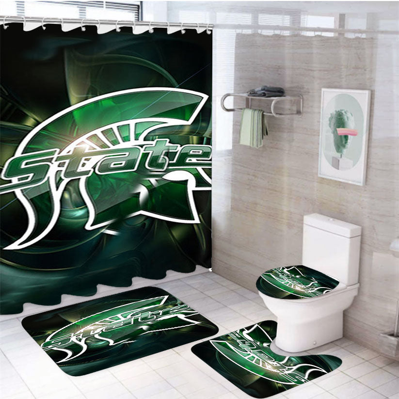 Michigan State Spartans Football University 4Pcs Bathroom Set Shower Curtain