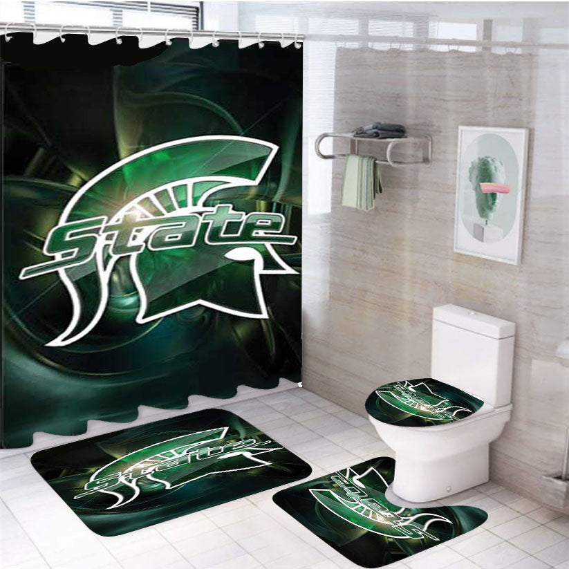 Michigan State Spartans Stylized 4Pcs Bathroom Set Shower Curtain