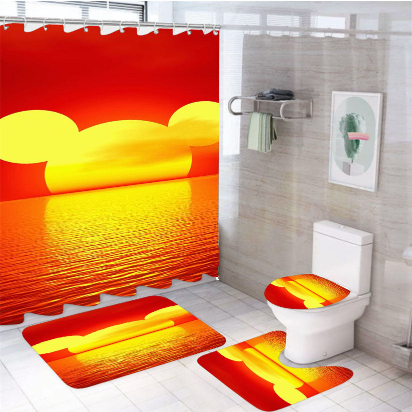 Mickey And Minnie Mouse 4Pcs Bathroom Set Shower Curtain