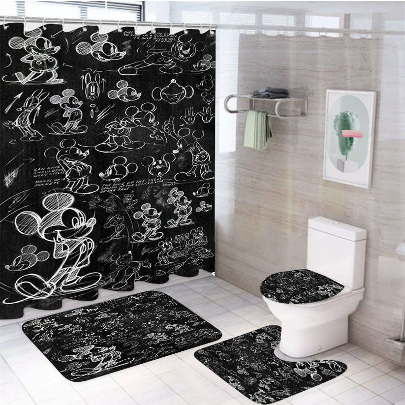 Mickey Mouse 3 4Pcs Bathroom Set Shower Curtain