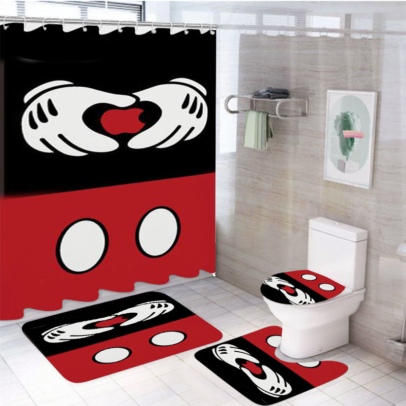 Mickey Mouse Disney Inspired 4Pcs Bathroom Set Shower Curtain