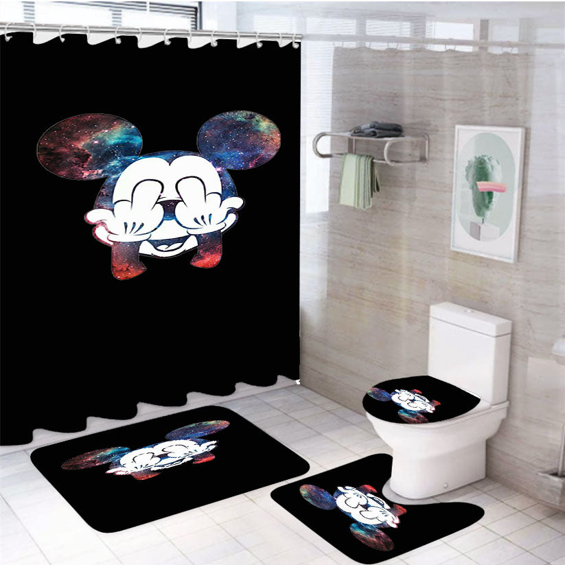 Mickey Mouse Galaxy 4Pcs Bathroom Set Shower Curtain