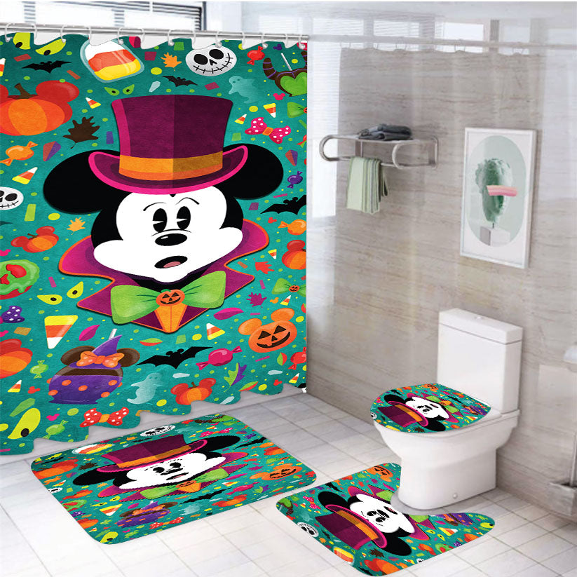 Mickey Mouse Halloween 4Pcs Bathroom Set Shower Curtain