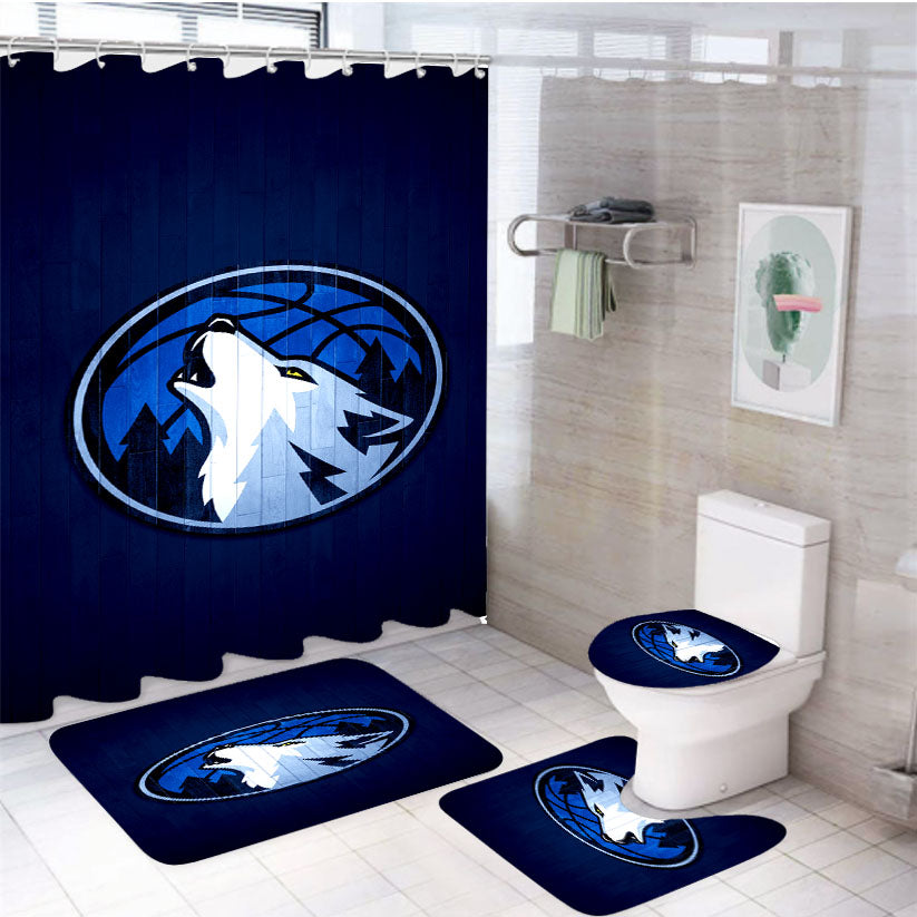 Minnesota Timberwolves Hardwood 4Pcs Bathroom Set Shower Curtain