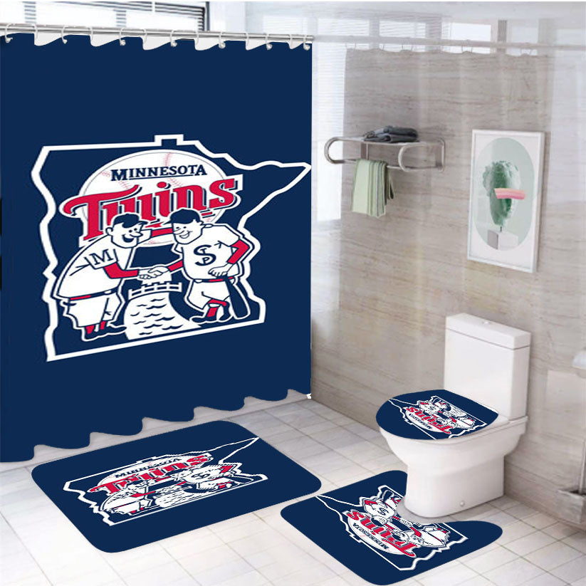 Minnesota Twins Logo 4Pcs Bathroom Set Shower Curtain