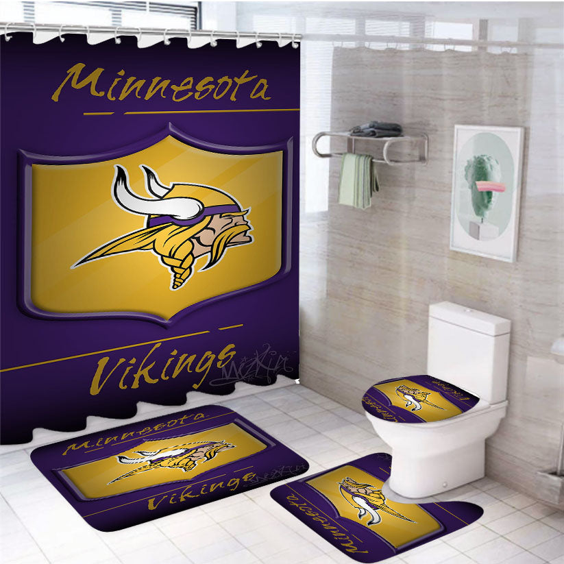 Minnesota Vikings, Adam Thielen 4Pcs Bathroom Set Shower Curtain