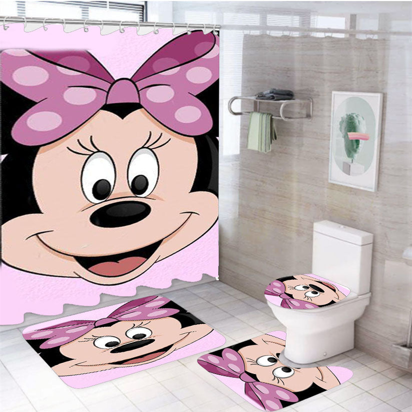 Minnie Mouse 4Pcs Bathroom Set Shower Curtain