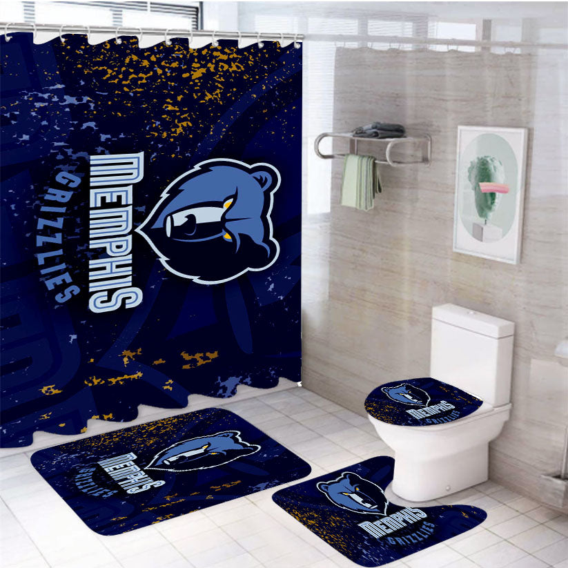 Mmemphis Grizzzlies 4Pcs Bathroom Set Shower Curtain
