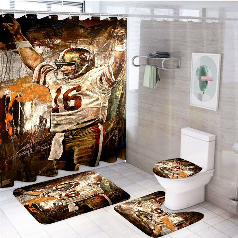 Montana 16 Nfl Football 4Pcs Bathroom Set Shower Curtain