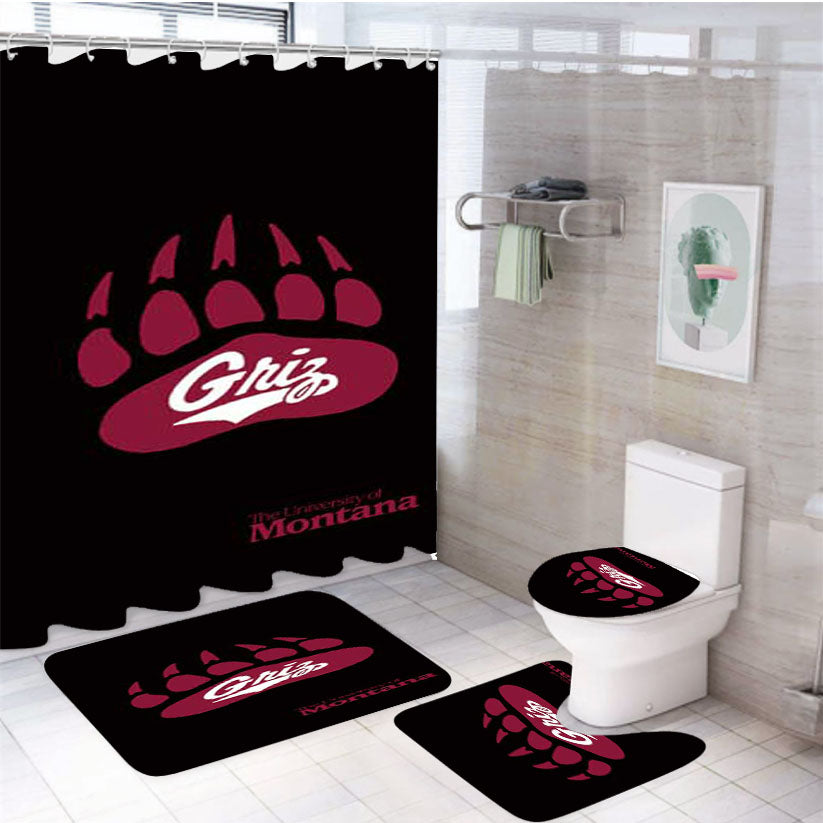 Montana Griz Logo On Blk 4Pcs Bathroom Set Shower Curtain