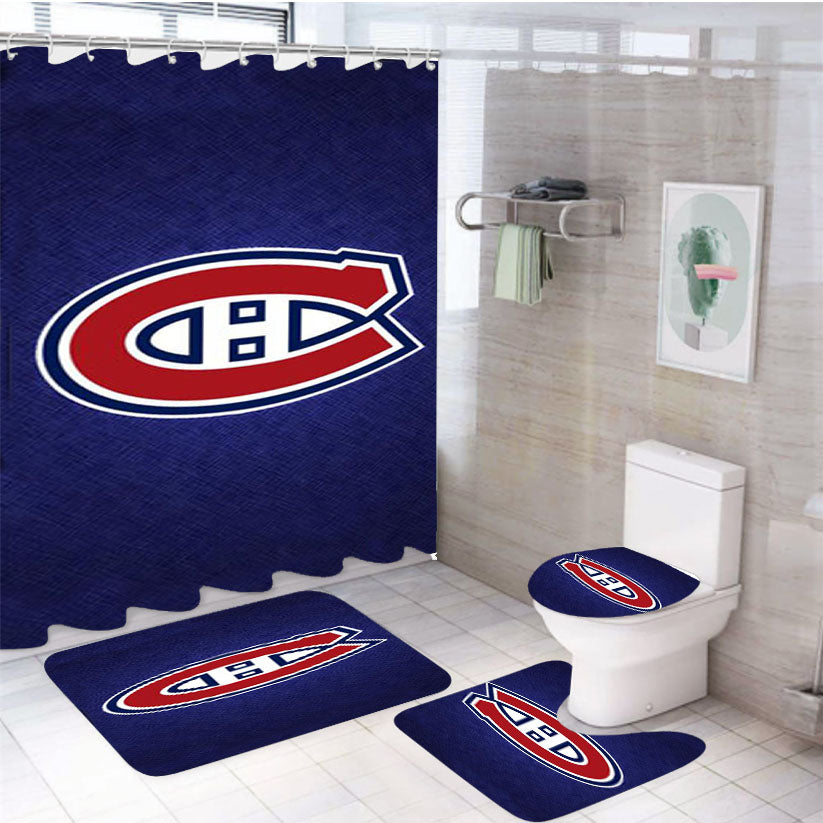 Montreal Canadiens Blue 4Pcs Bathroom Set Shower Curtain