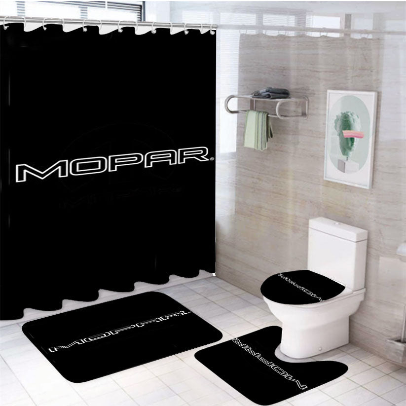 Mopar Text 4Pcs Bathroom Set Shower Curtain