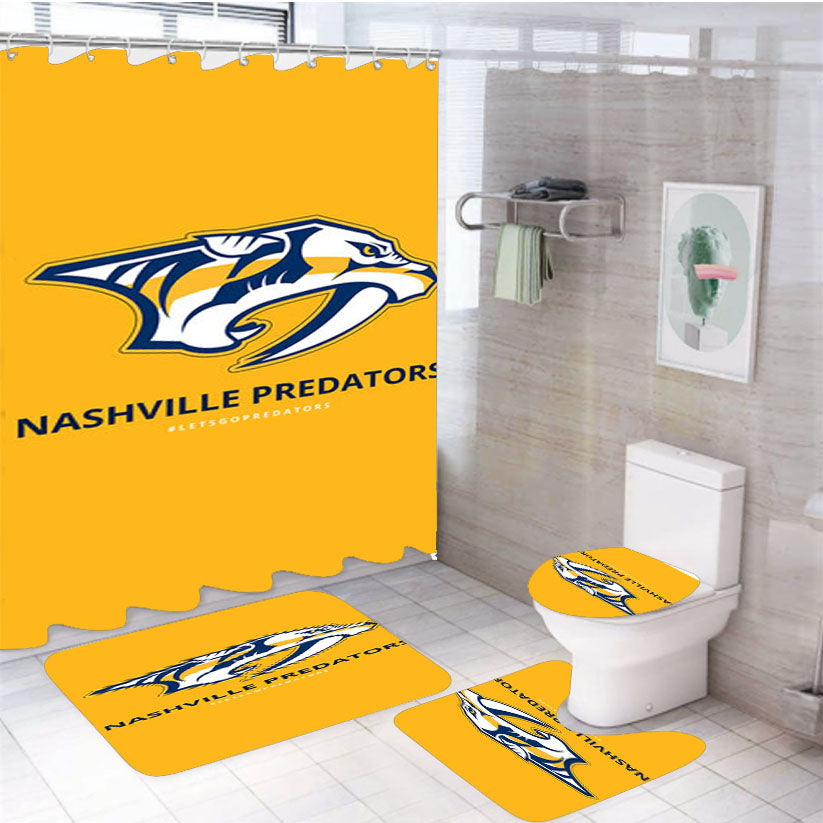 Nashville Predators Lets Go Preds 4Pcs Bathroom Set Shower Curtain