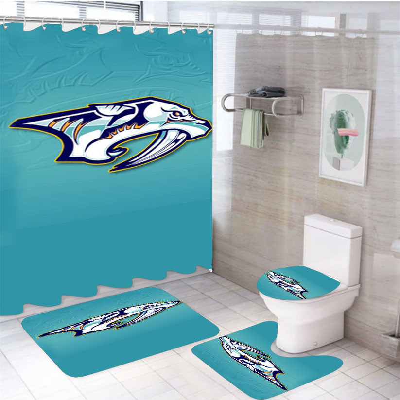 Nashville Predators Logo 4Pcs Bathroom Set Shower Curtain