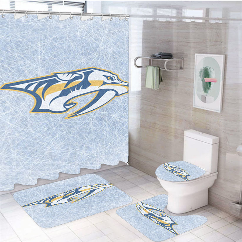 Nashville Predators Nhl Hockey 4Pcs Bathroom Set Shower Curtain