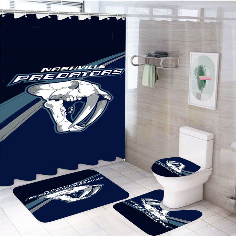 Nashville Predators Skull 4Pcs Bathroom Set Shower Curtain