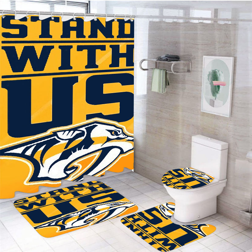 Nashville Predators Stand With Us 4Pcs Bathroom Set Shower Curtain