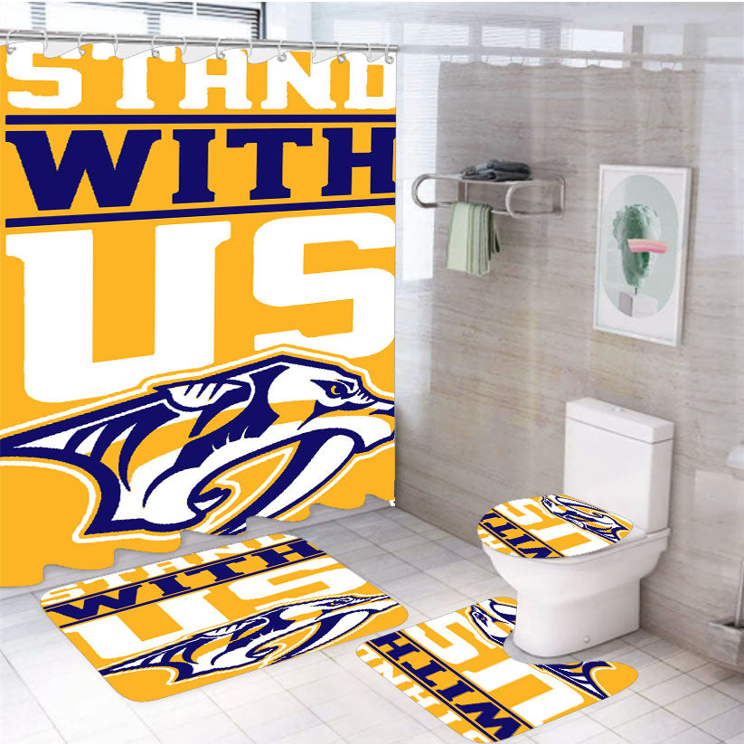 Nashville Predators Stand With Us Yellow 4Pcs Bathroom Set Shower Curtain