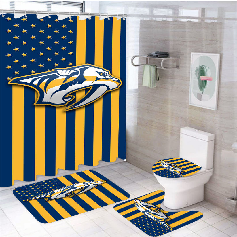 Nashville Predators Usa 4Pcs Bathroom Set Shower Curtain