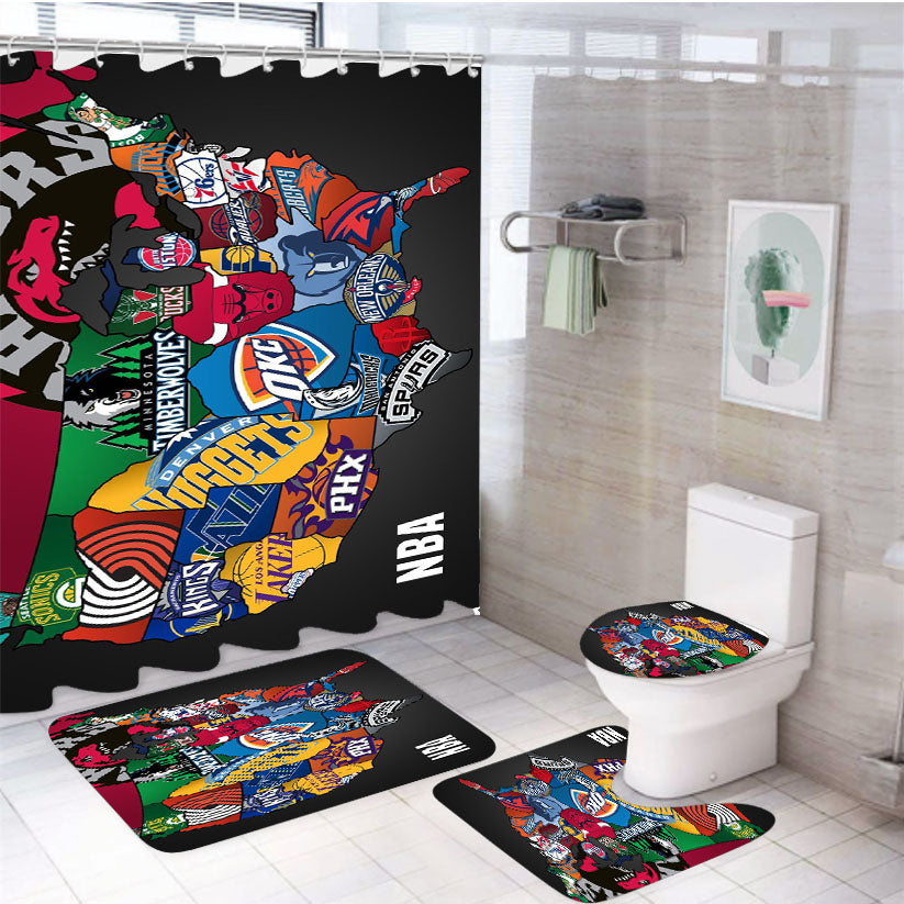 Nba 4Pcs Bathroom Set Shower Curtain
