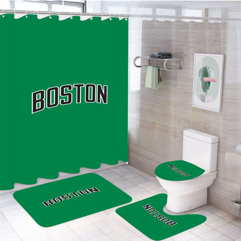 Nba - Boston Celtics Wallpaper 4Pcs Bathroom Set Shower Curtain