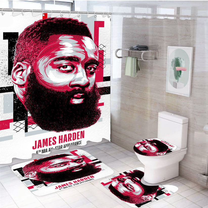 Nba All Star James Harden 4Pcs Bathroom Set Shower Curtain