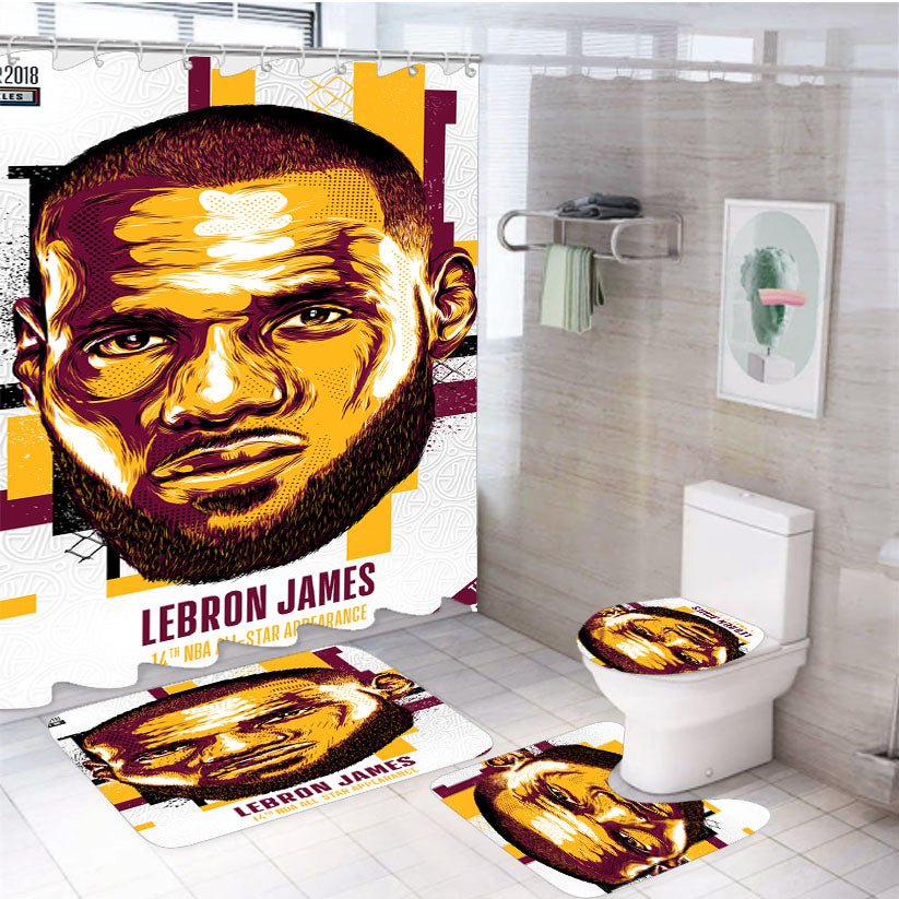 Nba All Star Lebron James 4Pcs Bathroom Set Shower Curtain