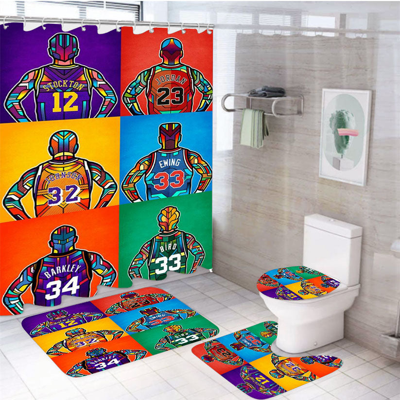 Nba Best Basket Ball 4Pcs Bathroom Set Shower Curtain