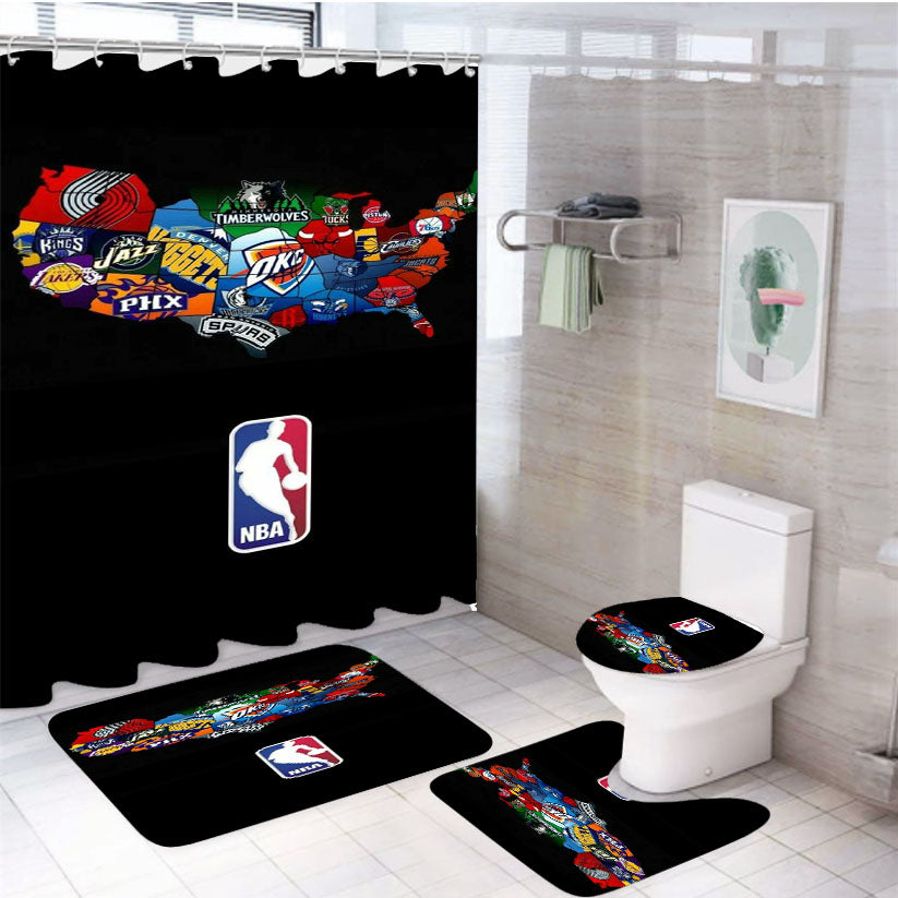 Nba Compilation 4Pcs Bathroom Set Shower Curtain