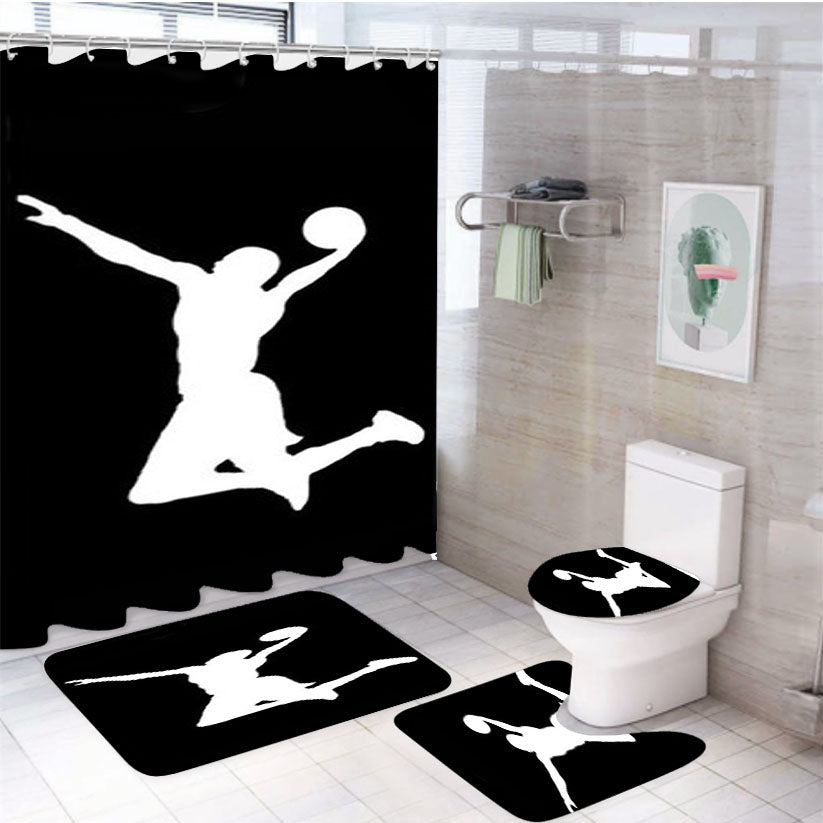 Nba Players Logo 4Pcs Bathroom Set Shower Curtain