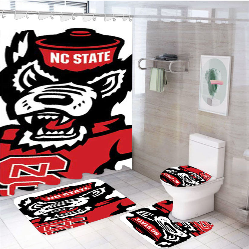 Nc State Wolf Logo 4Pcs Bathroom Set Shower Curtain