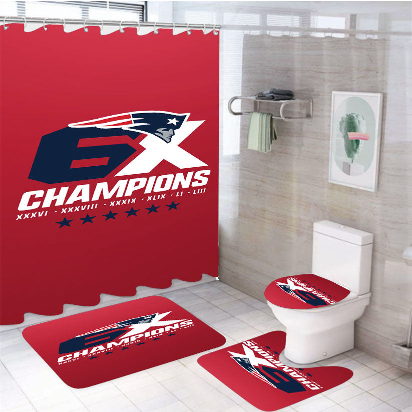 New England Patriots 6X Champions 4Pcs Bathroom Set Shower Curtain