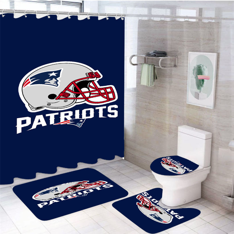 New England Patriots Emblem 4Pcs Bathroom Set Shower Curtain