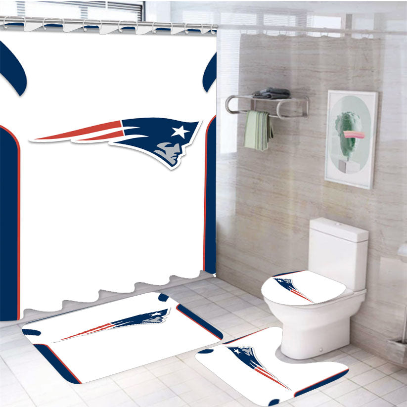 New England Patriots Jersey White 4Pcs Bathroom Set Shower Curtain