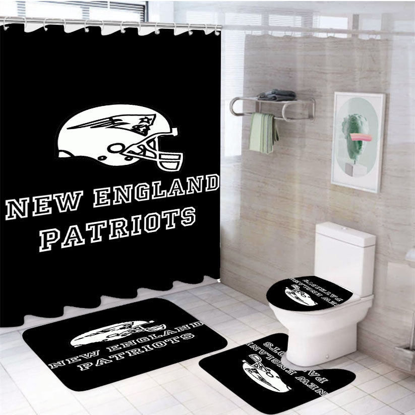 New England Patriots Logo Coloring 4Pcs Bathroom Set Shower Curtain