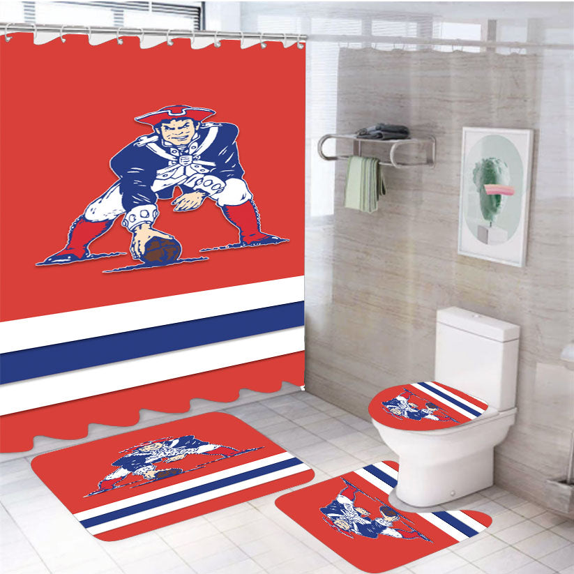 New England Patriots Old Logo Jersey 4Pcs Bathroom Set Shower Curtain