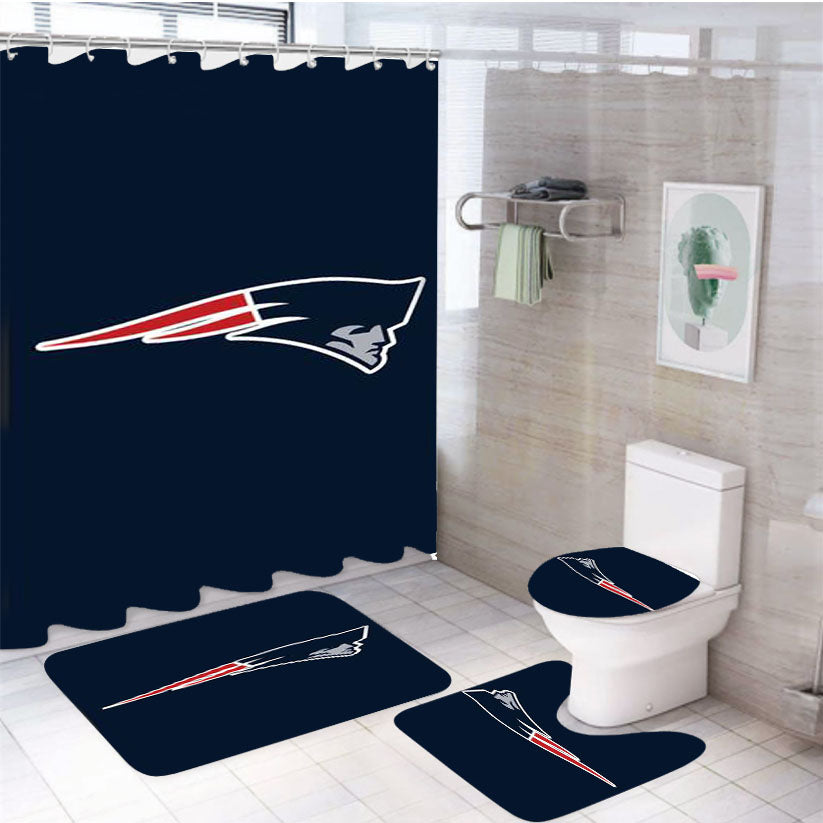 New England Patriots Simple Logo 4Pcs Bathroom Set Shower Curtain