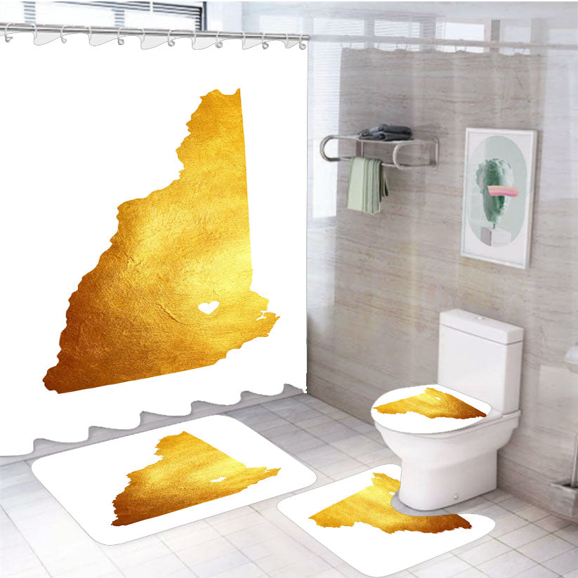 New Hampshire Golden State Map 4Pcs Bathroom Set Shower Curtain