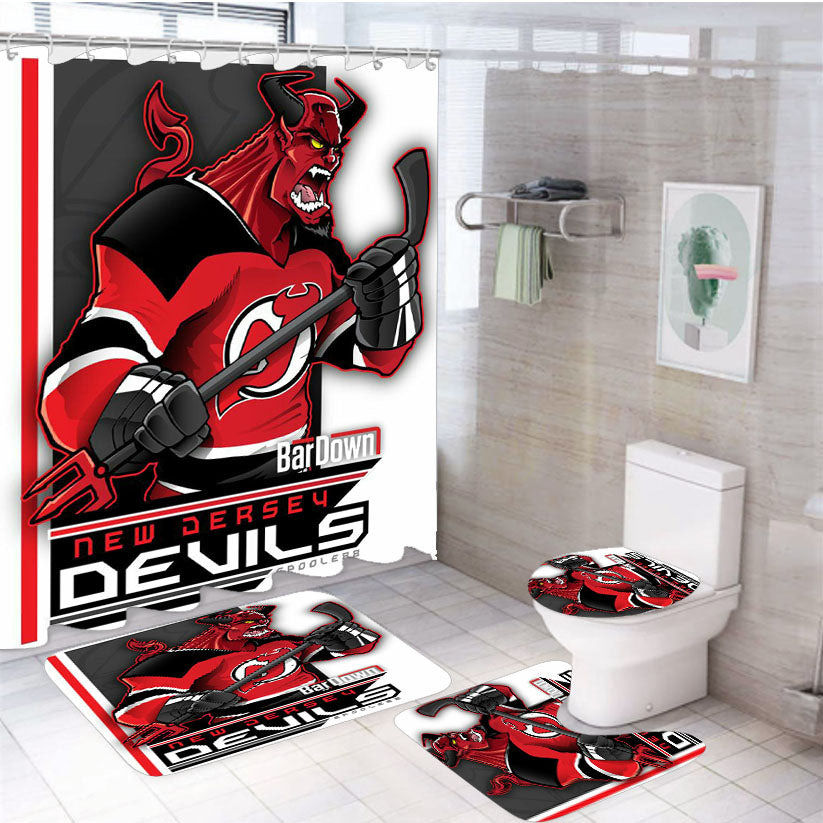New Jersey Devils 4Pcs Bathroom Set Shower Curtain