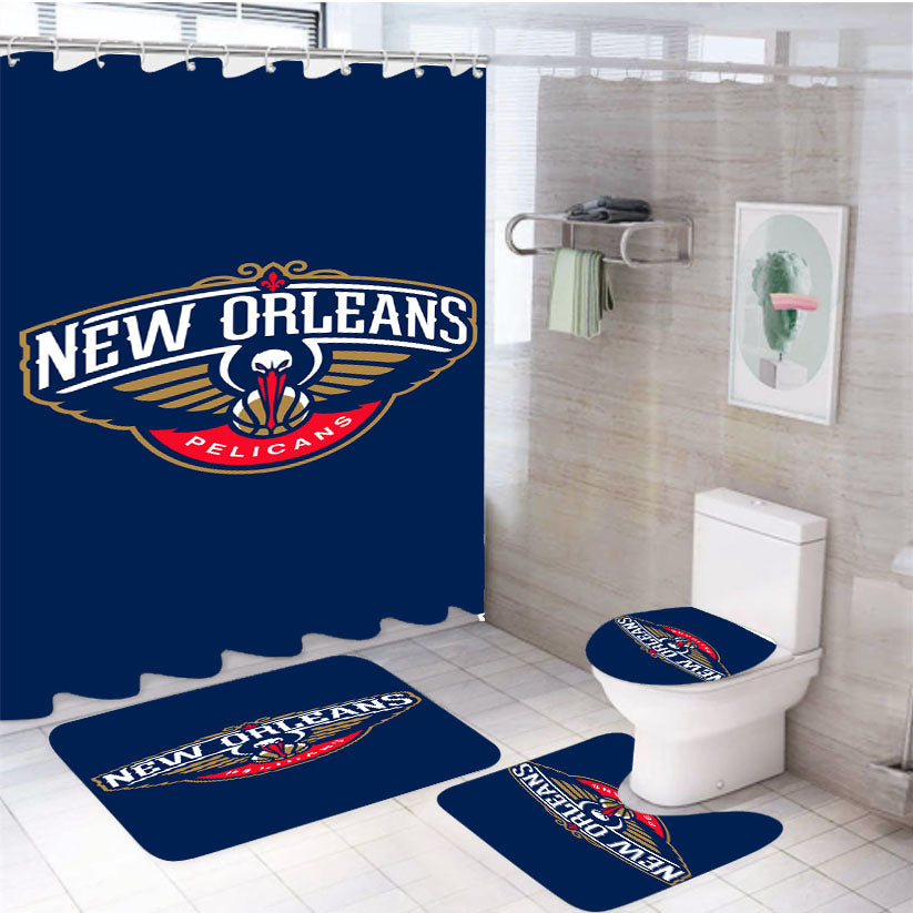 New Orleans Pelicans 4Pcs Bathroom Set Shower Curtain