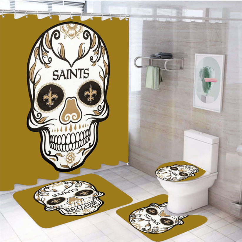 New Orleans Saints Skull 4Pcs Bathroom Set Shower Curtain