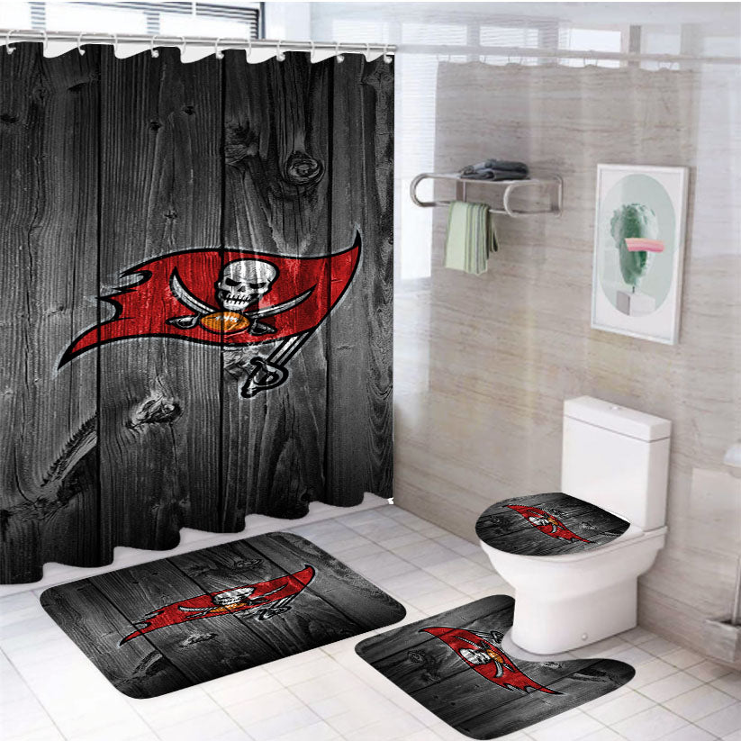 New Tampa Bay Buccaneers Logo Dark 4Pcs Bathroom Set Shower Curtain