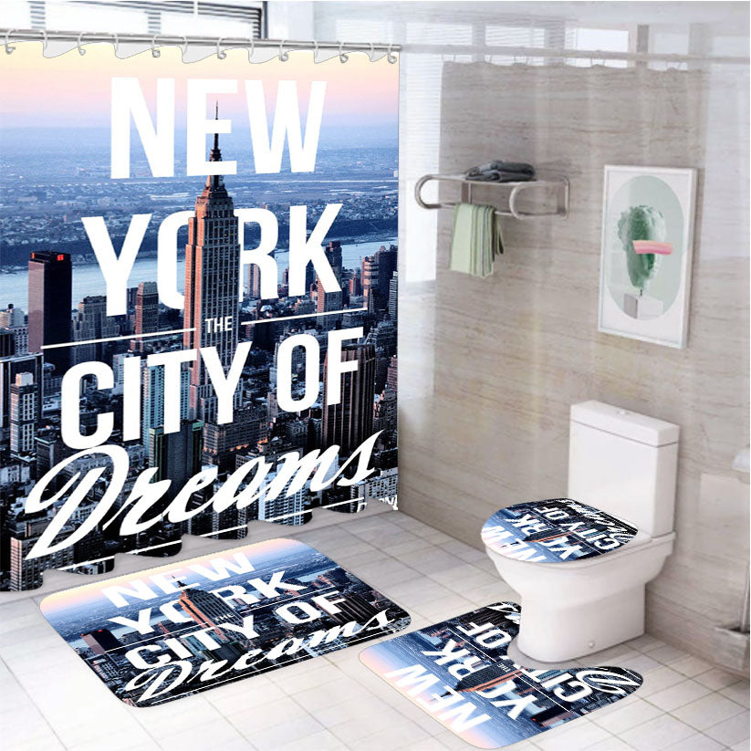 New York City Of Dreams 4Pcs Bathroom Set Shower Curtain