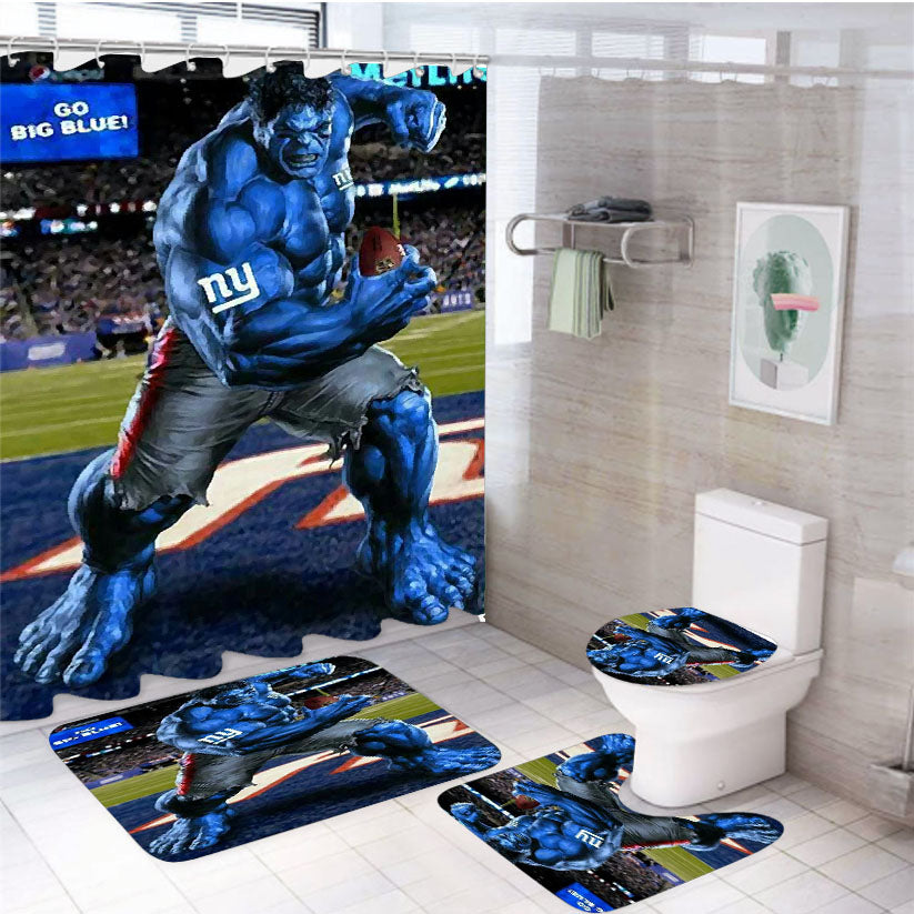 New York Giants Hulk 4Pcs Bathroom Set Shower Curtain