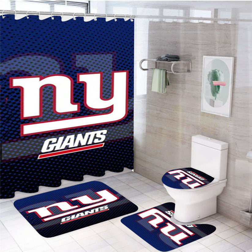 New York Giants Nfl Logo 3 4Pcs Bathroom Set Shower Curtain