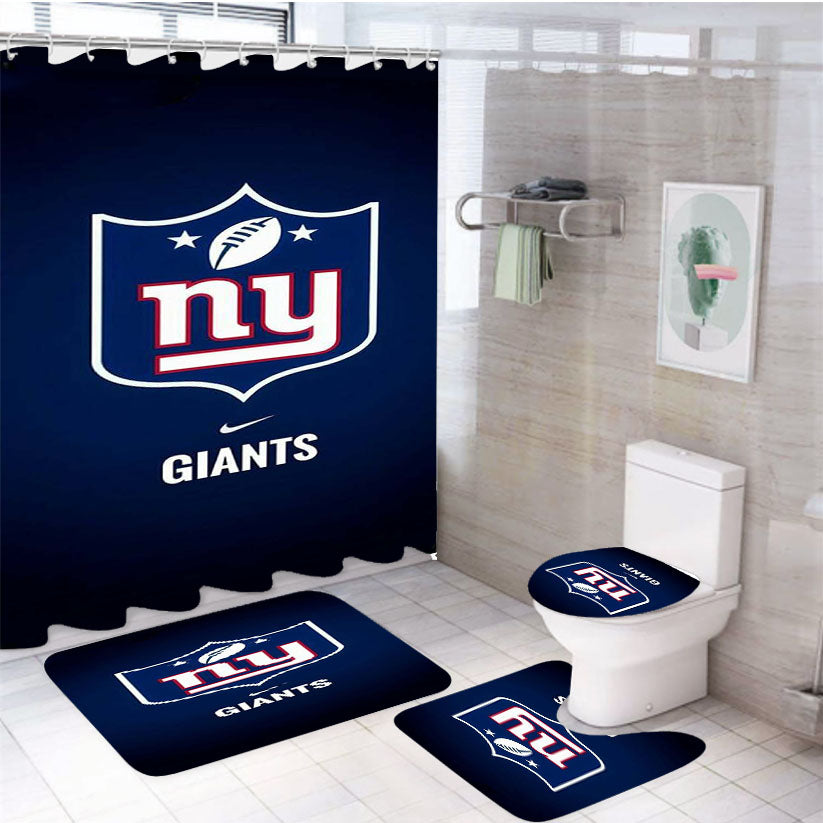 New York Giants Nike Nfl Team 4Pcs Bathroom Set Shower Curtain